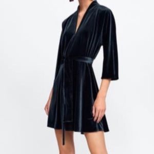 Zara velvet shirt dress
